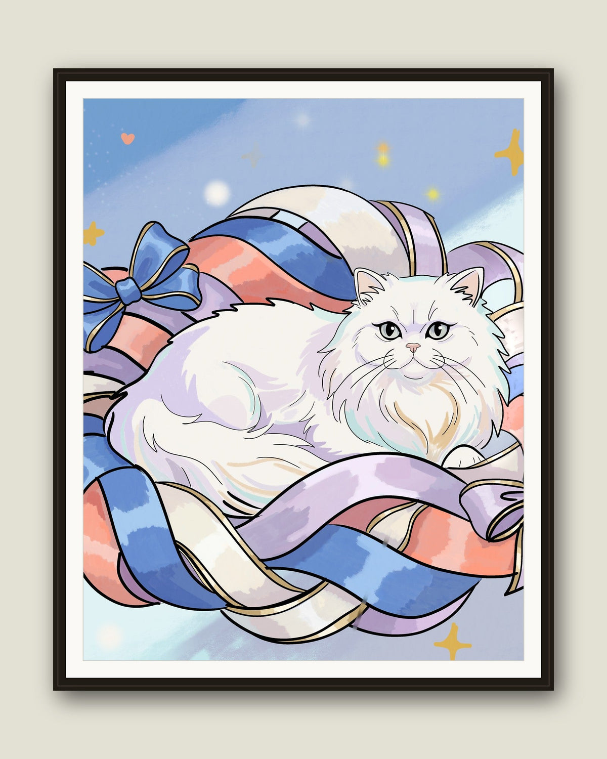 Custom Pet Photo Poster, framed example - cat